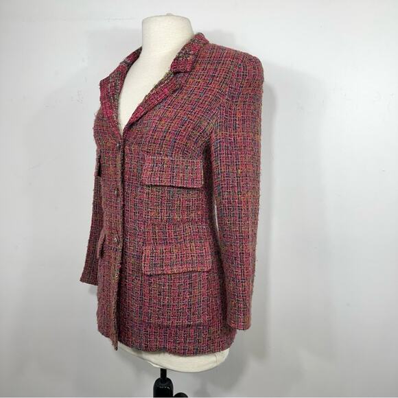 Chanel 1998 Fall Collection Pink Tweed Vintage Blazer Jacket FR 38 US 6 - Picture 8 of 14